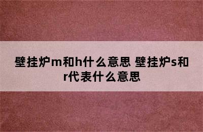 壁挂炉m和h什么意思 壁挂炉s和r代表什么意思